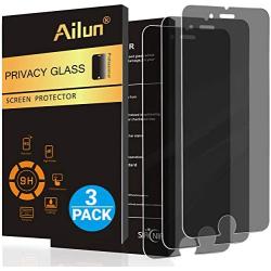 Ailun Screen Protector Compatible with iPhone 8 Plus 7 Plus Privacy Anti Glare 3Pack Tempered Glass Compitable with Phone 8 7 Plus Anti Scratch Case Friendly