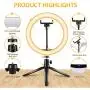 10.2" Ring Light with Stand and Phone Holder, 3 Lighting Modes and 11 Brightness Levels Selfie Ring Light, Ring Light for YouTube Video/Live Stream/Makeup/Photography, Compatible with iPhone Android 10.2" Ring Light with Stand and Phone Holder, 3 Lighting Modes and 11 Brightness Levels Selfie Ring Light, Ring Light for YouTube Video/Live Stream/Makeup/Photography, Compatible with iPhone Android
