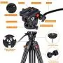 Heavy Duty Tripod Professional Video Tripod Aluminium 72inch with 360 Degree Fluid Head for Canon Nikon DSLR Camcorder Cameras Heavy Duty Tripod Professional Video Tripod Aluminium 72inch with 360 Degree Fluid Head for Canon Nikon DSLR Camcorder Cameras
