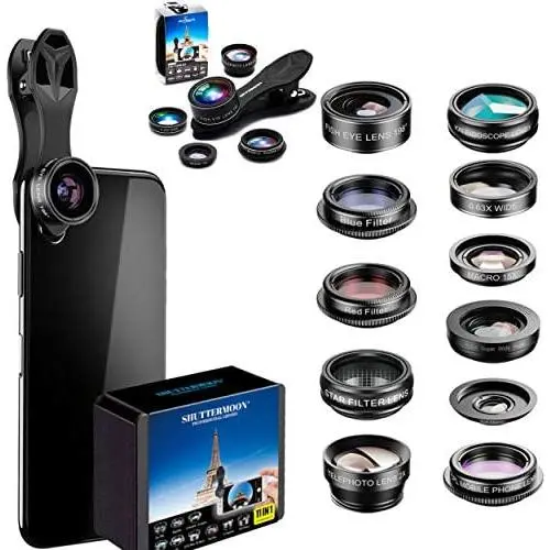 SHUTTERMOON Cell Phone Camera Lens Kit iPhone Smartphones/Pixel/Samsung/Android Phones Camera. 2xTele Lens ZoomLens+Fisheye Lens+0.36XSuper Wide Angle Lens & 20X Macro Lens CPL.Blue &Red Filter Filter SHUTTERMOON Cell Phone Camera Lens Kit iPhone Smartphones/Pixel/Samsung/Android Phones Camera. 2xTele Lens ZoomLens+Fisheye Lens+0.36XSuper Wide Angle Lens & 20X Macro Lens CPL.Blue &Red Filter Filter