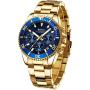 Mens Watches Chronograph Stainless Steel Waterproof Date Analog Quartz Fashion Business Wrist Watches for Men