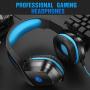 Xbox One Gaming Headset, PHOINIKAS H1 Wired Gaming Headset for PS4, PC, Laptop, Mac, iPad, Nintendo Switch Games, Over Ear Headphone with Microphone, Bass 5.1 Surround, LED Light, Gift for Kids (Blue)