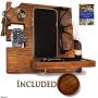 Peracos Wooden Docking Station for Men and Nightstand Organizer - Holds Phone Keys, Watch, Wallet, Ring, Pen, Glasses, Ring Comes with Coaster and eBook