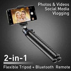 Flexible Mobile Cell Phone Tripod, Mini Travel Tripod Stand Holder with Wireless Remote Shutter, Compatible with iPhone, Samsung, Android, GoPro, DSLR, Action Camera