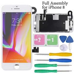 Screen Replacement for iPhone 8 Pre-Assembled, LCD Display and Touch Screen Digitizer Replacement for A1863, A1905, A1906 w/Facing Proximity Sensor, Earspeaker, Front Camera and Repair Tools (White)