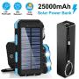 Bundle Pack Best Gift 25,000mAh Solar Charger & Power Bank, Portable Dual USB Battery Cargador External Pack Backup Phone Charger Outdoor Flashlight for Smartphone Tablet Camera Two Cord (Blue)