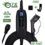 PRIMECOM 32A & 40A Electric Vehicle (EV) Charger, Level 2, 240V, 32A/40A, NEMA 14-50 Electric Car Charger for All EVs, 30, 40, and 50 (40+10) Feet Lengths (50, 40Amp) for Tesla