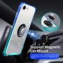 ANSIWEE iPhone SE 2020 Case, iPhone 8 Case, Metal Ring Kickstand Work with Magnetic Car Mount Designed Case Drop Protection Bumper and Clear Hard Back Cases for iPhone SE 2nd 4.7 Inch Blue Green