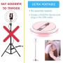 Portable Selfie Round Light LED with Stand and Cell Phone Mobile Holder (Tripod-Less) for Live Steaming, Makeup, YouTube Video, Photography, TIK-Tok, and vlogging, Compatible with iPhone and Android