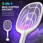 Bug Zapper, 3000 Volt Indoor & Outdoor Electric Fly Swatter, USB Rechargeable Mosquito Killer Racket for Home Bedroom, Kitchen,Office, Backyard, Patio,Safe to Touch with 3-Layer Safety Mesh Bug Zapper, 3000 Volt Indoor & Outdoor Electric Fly Swatter, USB Rechargeable Mosquito Killer Racket for Home Bedroom, Kitchen,Office, Backyard, Patio,Safe to Touch with 3-Layer Safety Mesh
