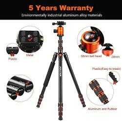 Joilcan 80-inch Tripod for Camera, Aluminum Tripod for DSLR,Monopod, Lightweight Tripod with 360 Degree Ball Head Stable for Travel and Work 18.5"-80",19lb Load (Orange)