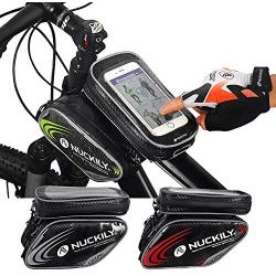 NUCKILY Bicycle Bags Bicycle Front Tube Frame Cycling Packages 4.2,4.8,5.5 inches Touch Screen Mobile Phone Bags Professional Bicycle Accessories