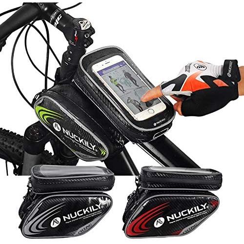NUCKILY Bicycle Bags Bicycle Front Tube Frame Cycling Packages 4.2,4.8,5.5 inches Touch Screen Mobile Phone Bags Professional Bicycle Accessories