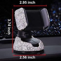 Forala Bling Bling Car Phone Mount with One More Air Vent Base Crystal Cell Phone Holder Universal Fit for Dashboard,Windshield and Air Vent