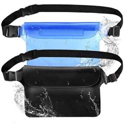 HeySplash Waterproof Pouch Bag with Waist Strap 2 Pack, Screen Touchable Dry Bag for Beach, Swiming, Running, Fishing, Kayaking, Keep Your Phone and Valuables Safe and Dry, Included Extra 1.9" Strap