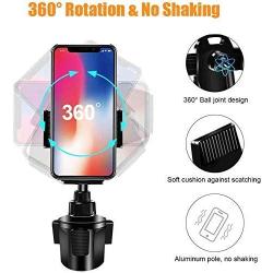 Cup Holder Phone Mount Wireless Car Charger, Auto Clamping QI Fast Wireless Charging Truck Bus Cell Phone Holder Compatible with iPhone 11 Pro Xs Xr X 8 Plus Samsung Galaxy S10 S9 S8 S7 Note 9 8