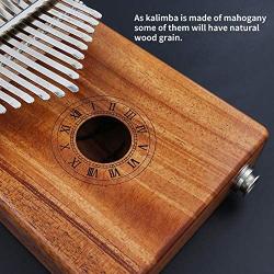 Smiger Electric Kalimba17 keys Thumb Piano Solid Mahogany Wood Kalimbas with Pickup Mbira kit 10 foot Cable Study Instruction Bag