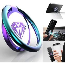 Phone Ring Holder Finger Kickstand, A-Maker 360° Rotation Metal Phone Ring Stand,Phone Ring Grip for Magnetic Car Mount Compatible with iPhone, Samsung Galaxy All Smartphone (Colorful)