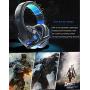 Gaming Headset Noise Cancelling Over Ear Headphones with Mic, LED Lights for PC Laptop Mac iPad Computer Smartphones USA Shipping(Black Blue)