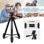 UBeesize 60” Phone Tripod with Carry Bag & Cell Phone Mount Holder for Live Streaming, Extendable Travel Lightweight Tripod Stand with Smartphone Bluetooth Remote, Compatible with iOS/Android