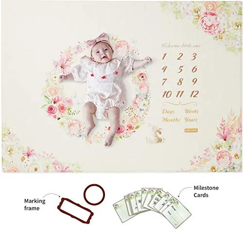 Baby Care Milestone Play Mat – Blessings in Bloom – Monthly Milestone Baby Mat – Baby Tummy Time – Photo Background mat – for Infant Boy Girl Unisex Maternity Gift Baby Care Milestone Play Mat – Blessings in Bloom – Monthly Milestone Baby Mat – Baby Tummy Time – Photo Background mat – for Infant Boy Girl Unisex Maternity Gift