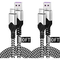USB Type C Cable 10ft,2 Pack Durable USB C Charger Cable for Samsung Galaxy S10 Plus,Fast Charging USB C Braided Cable for Google Pixel 3a Pixel 2 Samsung S9 S8 Note 9 LG G8 V50 V20