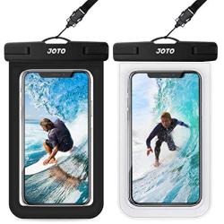 JOTO Universal Waterproof Pouch, IPX8 Waterproof Cellphone Dry Bag Underwater Case for iPhone 11 Pro Max Xs Max XR X 8 7 6S+ SE, Galaxy S20 Ultra S10 S9 S8/Note10+ 9 up to 6.9" -2 Pack, Black/Clear