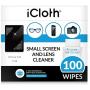 iCloth Lens and Screen Cleaner Pro-Grade Individually Wrapped Wet Wipes, Wipes for Cleaning Small Electronic Devices Like Smartphones and Tablets, Box of 100