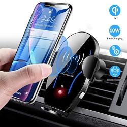 Wireless Car Charger Mount, Mikikin Auto-Clamping Qi 10W 7.5W Fast Charging Car Phone Holder Air Vent Compatible with iPhone X/XR/Xs/Xs Max/8/8 Plus, Samsung S6/S7/S8/S9 Edge+, Note 7/Note 8 & More