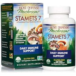 Host Defense, Stamets 7 Capsules, Daily Immune Support, Mushroom Supplement with Lion’s Mane, Reishi, Vegan, Organic, 120 Capsules (60 Servings)