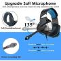 Gaming Headset for PS4 Xbox One, Gaming Headphones with Mic Stereo Surround Noise Reduction LED Lights Volume Control for Laptop, PC, Tablet, Smartphones - Blue