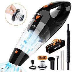 Vaclife Handheld Vacuum, Hand Vacuum Cordless with High Power, Mini Vacuum Cleaner Handheld Powered by Li-ion Battery Rechargeable Quick Charge Tech, for Home and Car Cleaning, Black & Orange