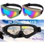 LJDJ Ski Goggles, Pack of 2 - Snowboard Adjustable UV 400 Protective Motorcycle Goggles Outdoor Sports Tactical Glasses Dust-Proof Combat Military Sunglasses for Kids Boys Girls Youth Men Women