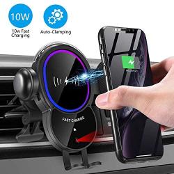 [Upgraded]Wireless Car Charger Mount-Triangle Linkage Automatic Clamping 10W Qi Fast Charging Air Vent Phone Holder,Infrared Sensing Compatible with iPhone 11 Pro Max Xs XR X 8,Samsung S10 S9 Note 10