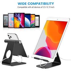 OMOTON Adjustable Tablet Stand iPad Stand Compatible with iPad 10.2 2019, New iPad Pro 11/12.9 inch 2020, iPad 9.7 2018, iPad Mini, iPad Air, Nintendo Switch, and All Cellphones Smart Phones, Black