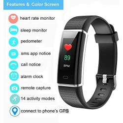 YAMAY Fitness Tracker with Heart Rate Monitor, Fitness Watch Activity Tracker Smart Watch with Sleep Monitor 14 Sports Mode,Pedometer Watch for Kids Men Women (Color Screen,IP68 Waterproof)