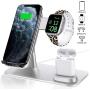 MITERV Wireless Charger, 3 in 1 Qi-Certified Fast Charging Dock Station for iPhone 11/11 Pro Max/XR/XS/X/8/8P Nightstand Mode for Apple Watch Series 5/4/3/2/1 Airpods Pro/2/1 Sliver