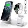 MITERV Wireless Charger, 3 in 1 Qi-Certified Fast Charging Dock Station for iPhone 11/11 Pro Max/XR/XS/X/8/8P Nightstand Mode for Apple Watch Series 5/4/3/2/1 Airpods Pro/2/1 Sliver