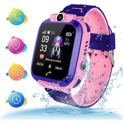 themoemoe Kids Smartwatch, Kids GPS Tracker Watch Kids Waterproof Smart Watch Phone GPS Tracker with SOS Two Way Call (Pink)