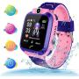 themoemoe Kids Smartwatch, Kids GPS Tracker Watch Kids Waterproof Smart Watch Phone GPS Tracker with SOS Two Way Call (Pink)
