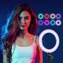 EEIEER Ring light, 6 RGB Ring Light with adjustable Tripod Stand, Mini LED Dimmable Selfie Ring Light with Cell Phone Holder Desktop LED Lamp with USB for Makeup, Youtube, Video (RGB, 6 INCH)