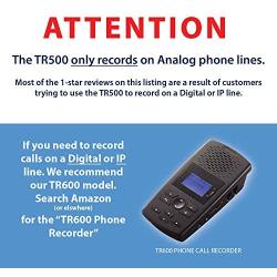 RecorderGear TR500 Landline Phone Call Recorder, Automatic Telephone Recording on Analog Lines