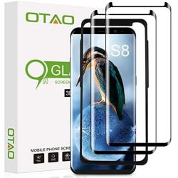 Galaxy S8 Screen Protector Tempered Glass (2 Pack), OTAO 3D Curved Dot Matrix Glass Screen Protector for Samsung Galaxy S 8 with Installation Tray [Case Friendly]