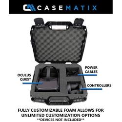 Casematix Hard Case Compatible with Oculus Quest VR Gaming Headset Accessories - All-In-One Oculus Quest Case Storage with Customizable Foam Interior for Impact Protection - Fits 128GB and 64GB Models