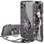 OCYCLONE iPhone 11 Pro Max Case, Cute Glitter Sparkle Bling Diamond Rhinestone Bumper with Ring Kickstand Women Girls Soft Protective Phone Case for iPhone 11 Pro Max [6.5 inch] 2019 - Black