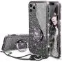OCYCLONE iPhone 11 Pro Max Case, Cute Glitter Sparkle Bling Diamond Rhinestone Bumper with Ring Kickstand Women Girls Soft Protective Phone Case for iPhone 11 Pro Max [6.5 inch] 2019 - Black