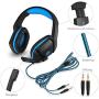 Xbox One Gaming Headset, PHOINIKAS H1 Wired Gaming Headset for PS4, PC, Laptop, Mac, iPad, Nintendo Switch Games, Over Ear Headphone with Microphone, Bass 5.1 Surround, LED Light, Gift for Kids (Blue)