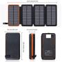 Solar Charger 25000mAh, Hiluckey Outdoor Portable Power Bank with 4 Solar Panels, Fast Charge External Battery Pack with Dual 2.1A Output USB Compatible with Smartphones, Tablets, etc. (Waterproof)