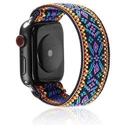 Elastic Band Compatible for Apple Watch, Scrunchie Stretch Wristbands Replacement Bracelet Loop Sport Strap for iWatch Series 1 2 3 4 5, Women Girls, Bohemian, 42/44mm