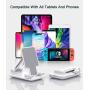 JIMO Adjustable Cell Phone Stand, Foldable Tablet Stand Portable Phone Holder for Desk Compatible with iPhone 11 Pro XS Max XR X Samsung Galaxy S10 S9&Tablets,White